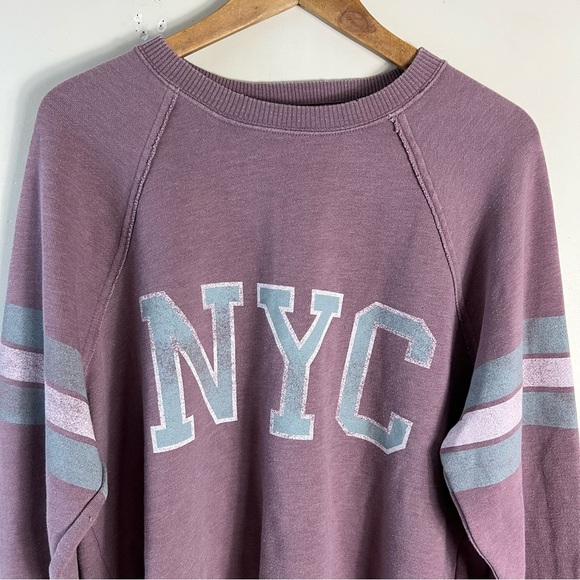 Aerie Sweater Size Medium Purple Cropped Oversized Slouchy NYC Pullover Cozy - Picture 7 of 9